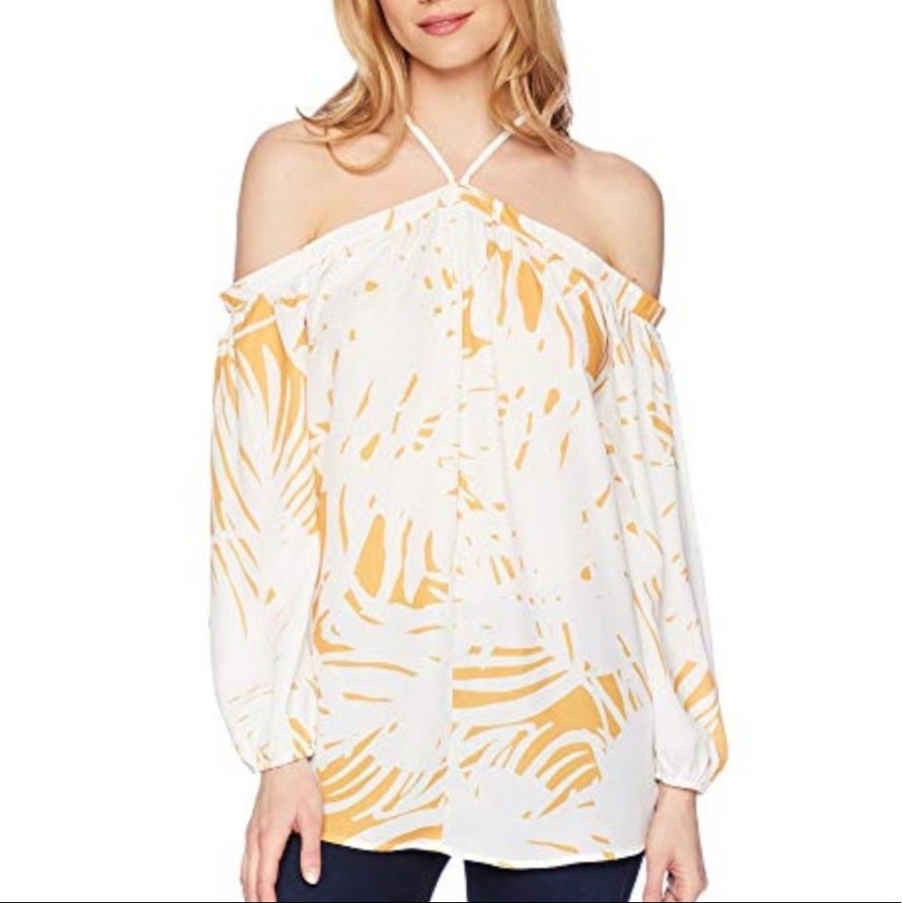 BISHOP + YOUNG White Halter Neck Off Shoulder Ana Blouse